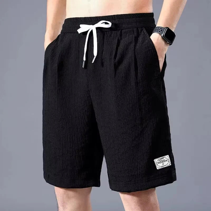 Lce Silk Shorts Men's Thin Sports Cropped Pants Loose Straight Leg Cool Breathable New Fashion Trend Casual XL-XXXL