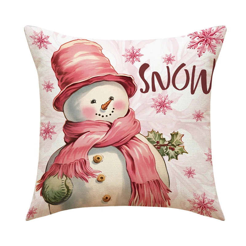 Linen Merry Christmas Pillow Cover 45x45cm Throw Pillowcase Winter Christmas Decorations for Home Tree Deer Sofa Cushion Cover