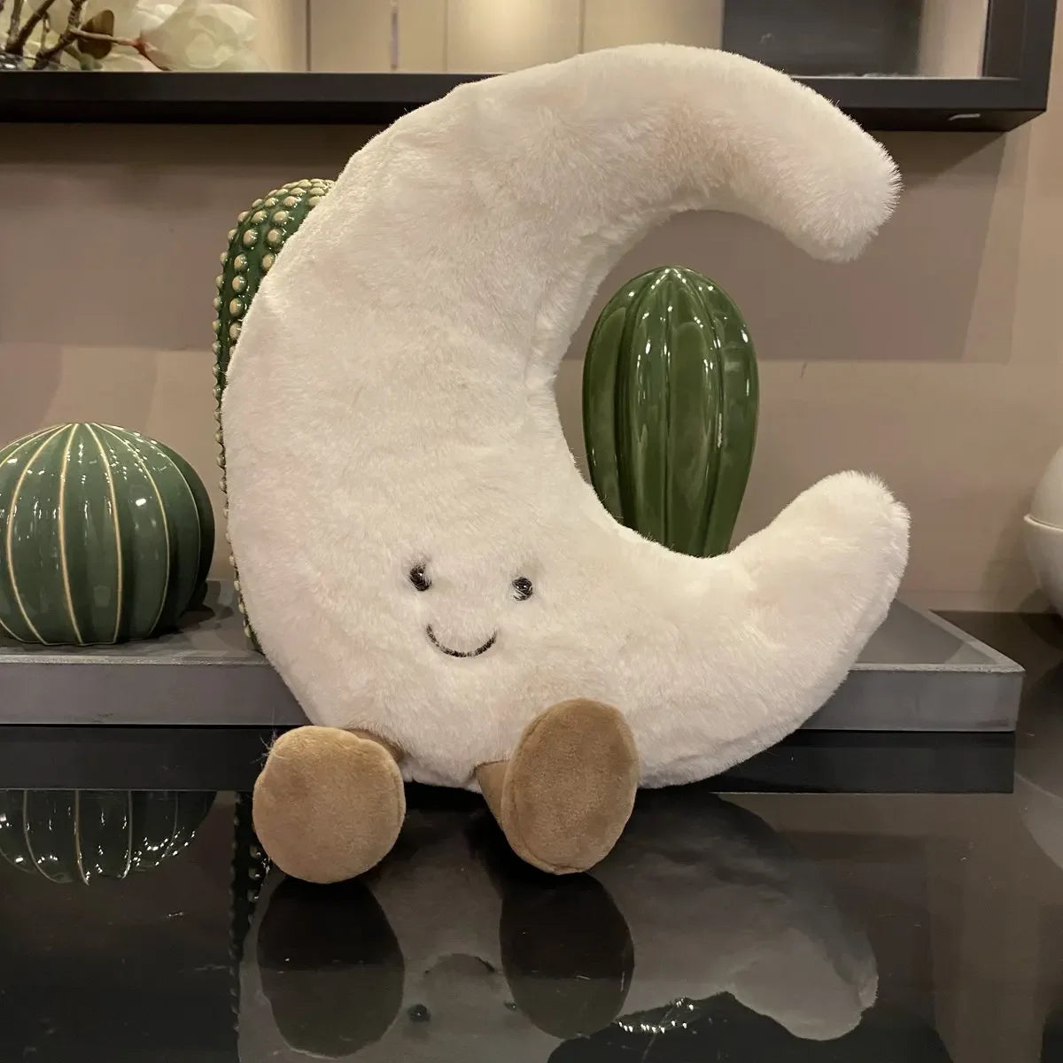 High Quality Smile Face Moon Yellow Sun Plushie Cushion Stuffed Cute Weather Plush Toy for Kid Bedroom Decor Sofa Throw Pillow