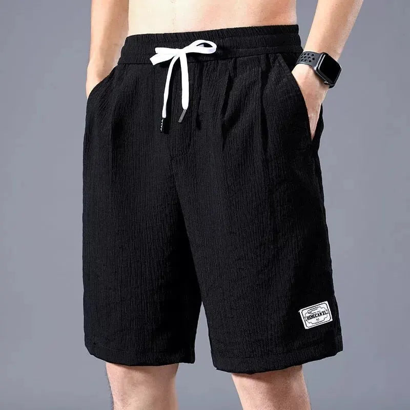 Lce Silk Shorts Men's Thin Sports Cropped Pants Loose Straight Leg Cool Breathable New Fashion Trend Casual XL-XXXL