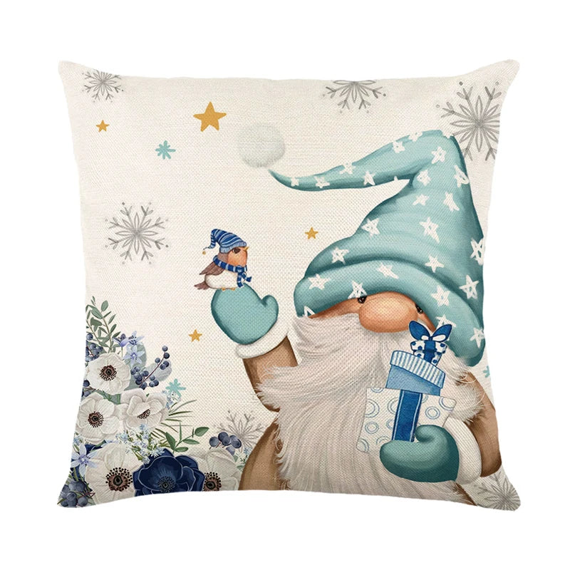 Linen Merry Christmas Pillow Cover 45x45cm Throw Pillowcase Winter Christmas Decorations for Home Tree Deer Sofa Cushion Cover